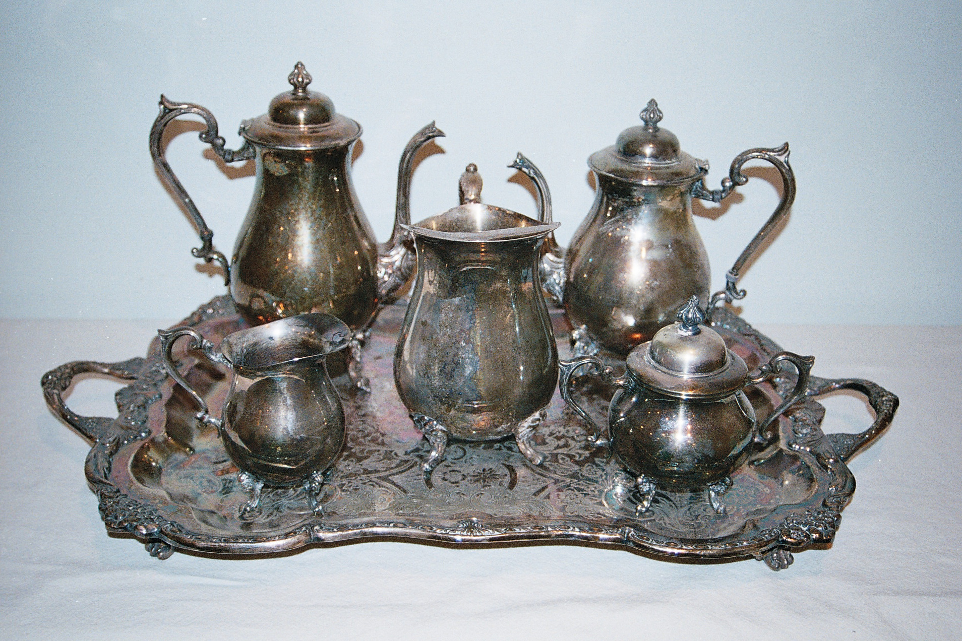 Silver Tea Set Before